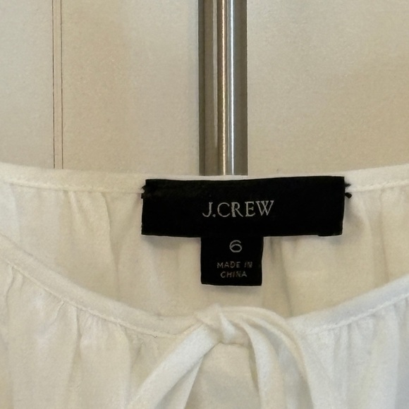 J Crew White Long Sleeve Top, cinched waist, square neck - Picture 3 of 4